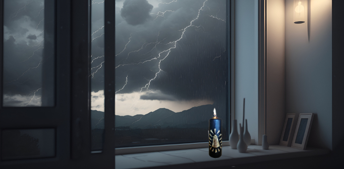 Wetterkerze auf Fensterbank soll vor Blitz schtzen