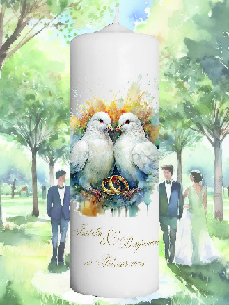 Hochzeitskerze 2 Tauben